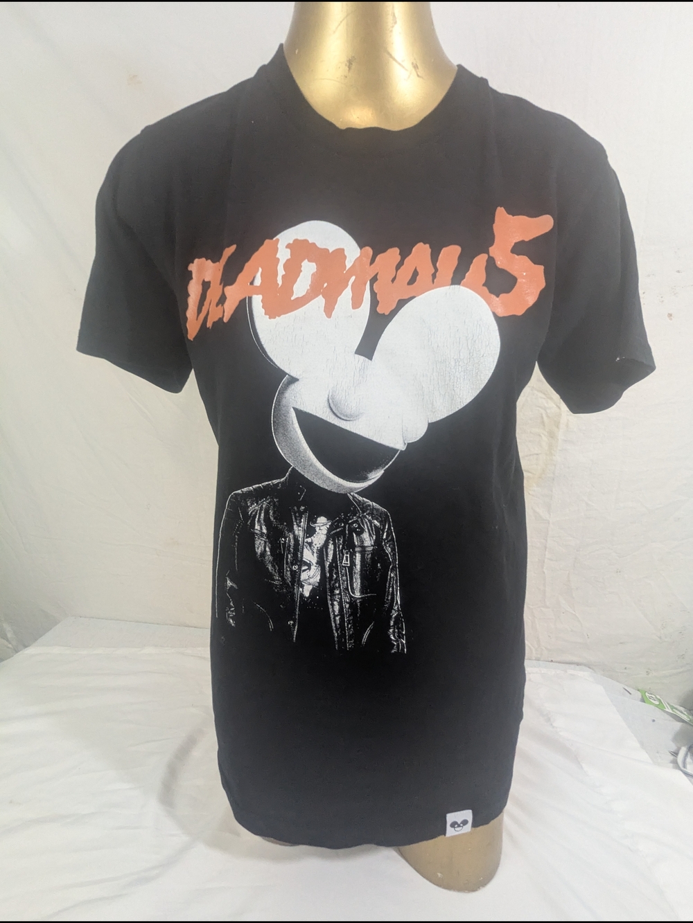 Deadmau5 Black Graphic Tee with Orange Logo Size Small
